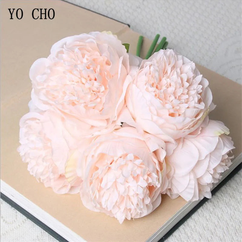 lot de 5 pivoines artificielles pour mariage et décoration intérieure - vue 6 sur 18