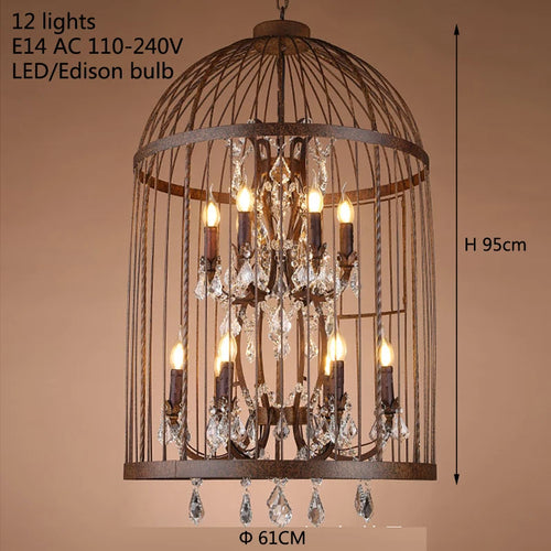 lustre vintage en fer forgé style empire cristal - vue 7 sur 6