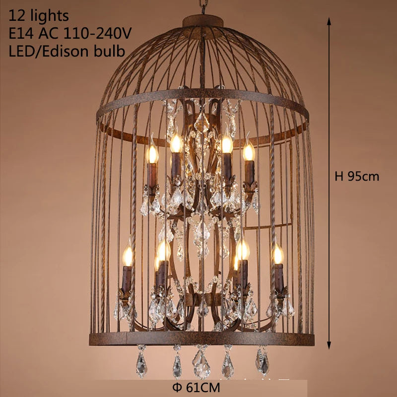 lustre vintage en fer forgé style empire cristal - vue 6 sur 6