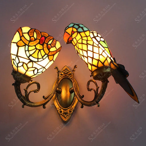 lampe de chevet perroquet design créatif en verre teinté - vue 3 sur 3