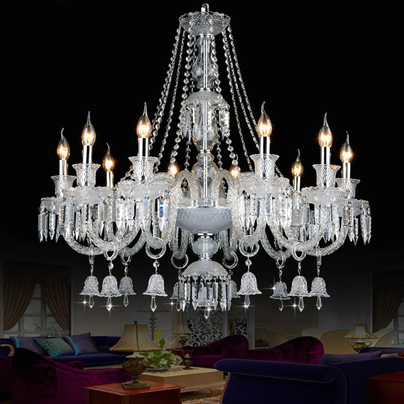 lustre en cristal moderne avec éclairage led design élégant - vue 4 sur 14