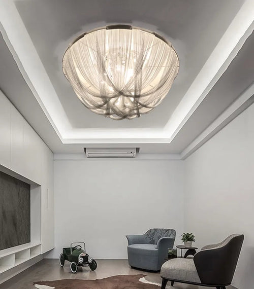 Plafonnier luxueux en aluminium avec pampilles et ampoule LED - vue 7 sur 6