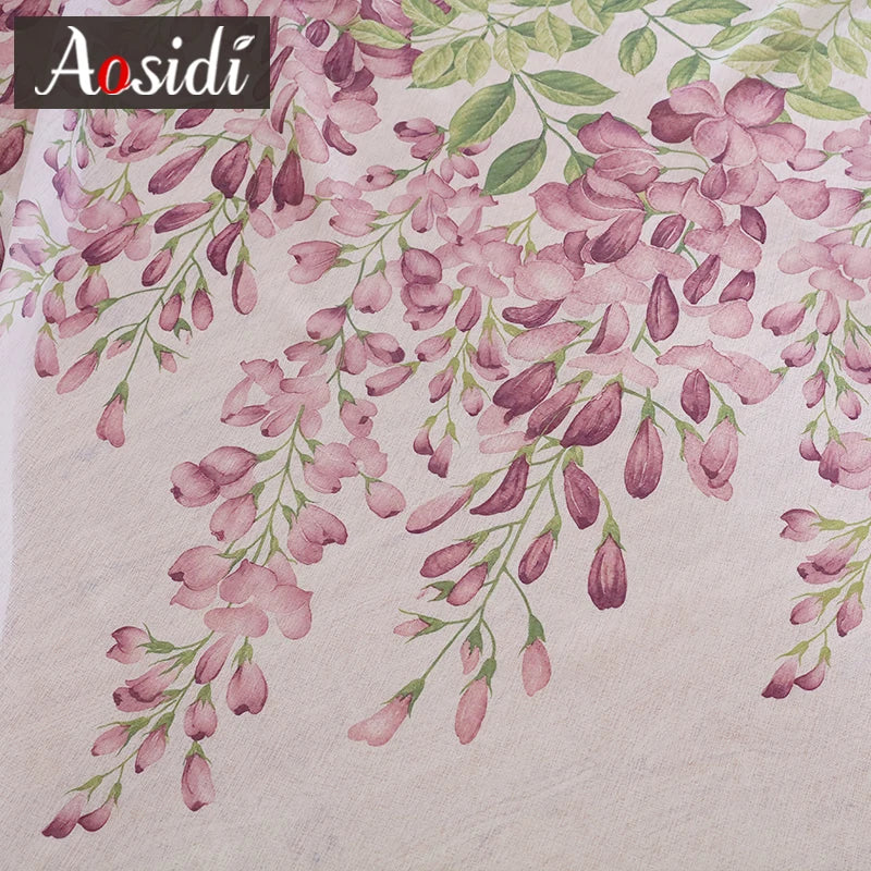 Voilage tulle motif floral moderne pour salon chambre - vue 5 sur 7