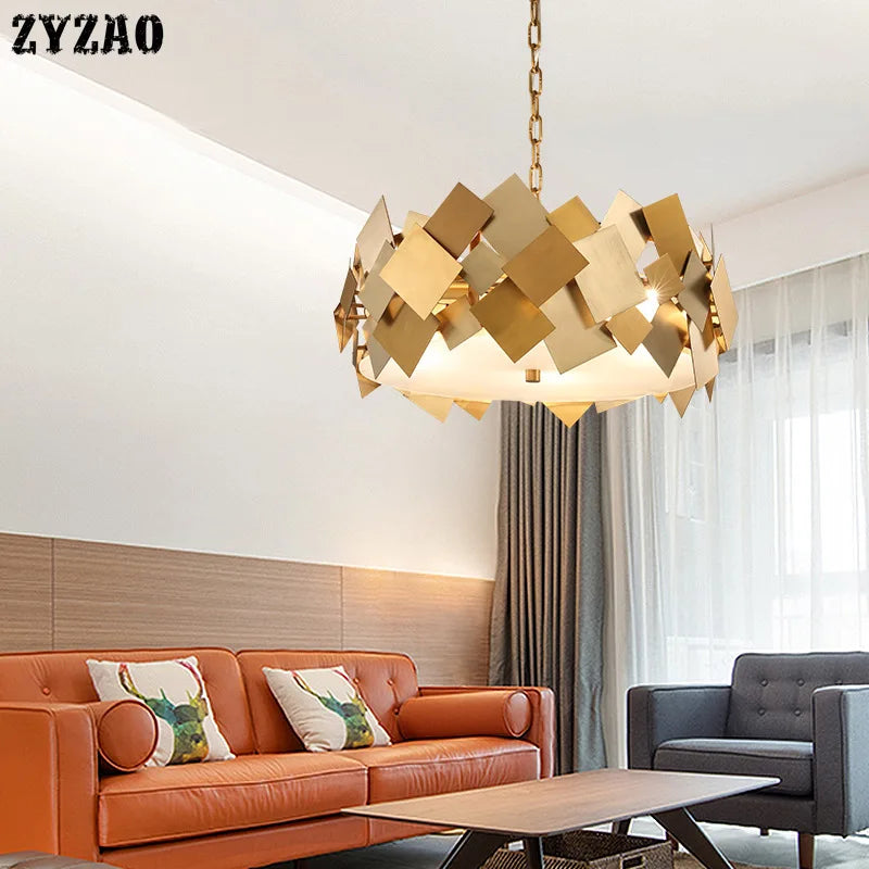 lustre moderne nordique à led en acier avec masque acrylique - vue 3 sur 9