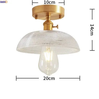 plafonnier led iwhd verre cuivre style nordique vintage edison - vue 12 sur 19
