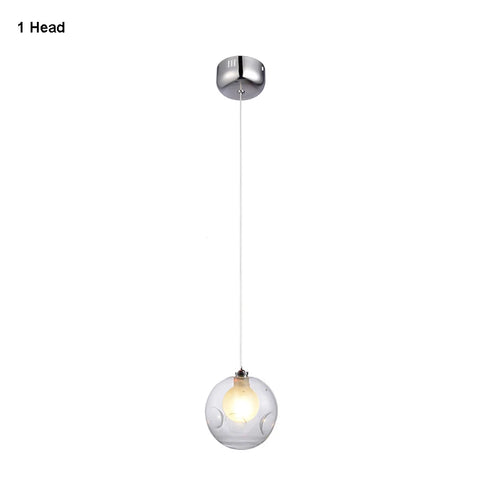 gzmj moderne boule de verre suspension lumières multiples têtes suspension lampe - vue 12 sur 13