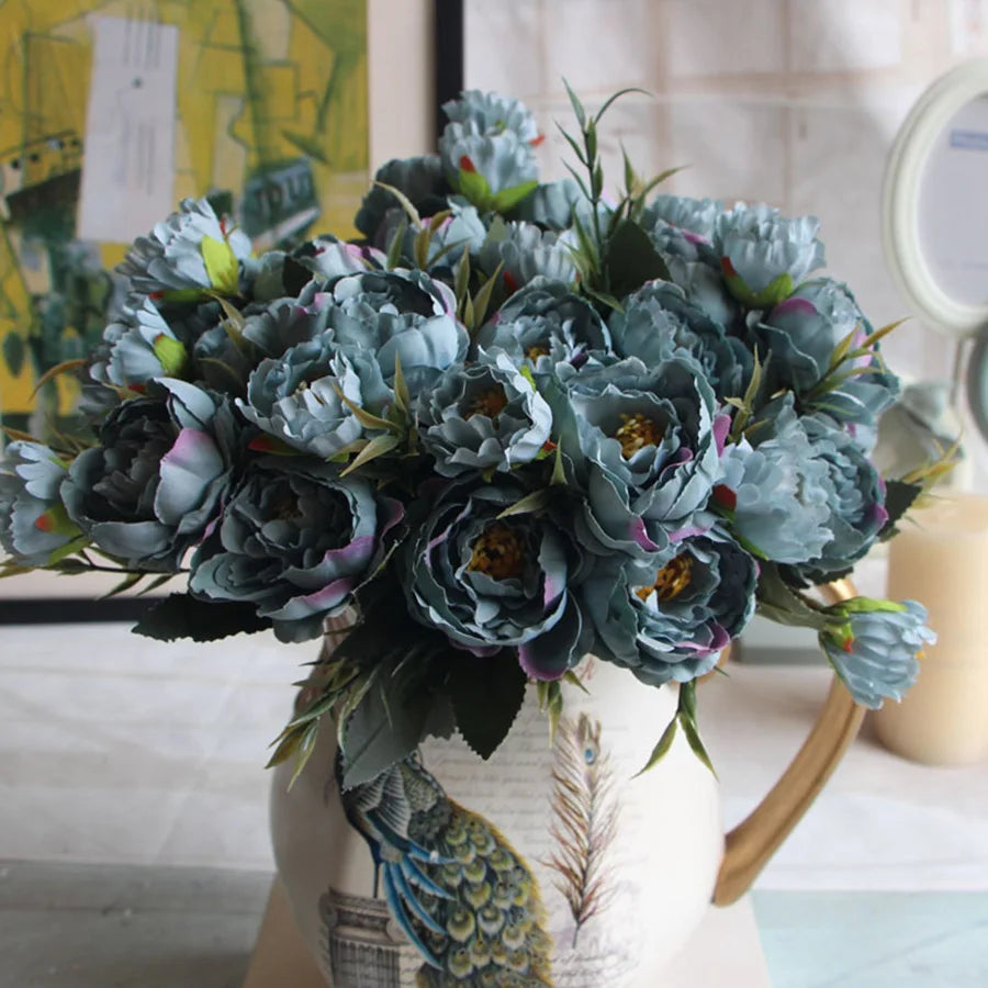bouquet shabby chic en soie pour mariage et décoration intérieure - vue 5 sur 11