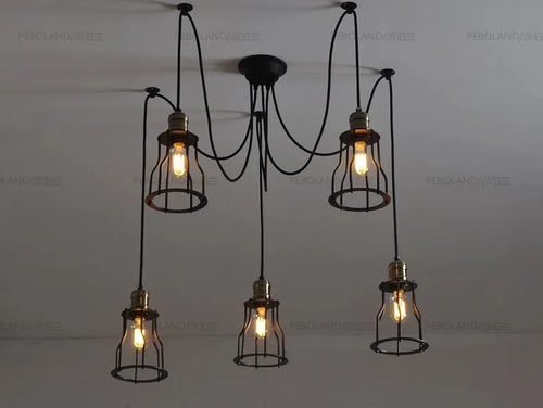 lustre rétro nordique vintage réglable design art spider - vue 4 sur 5