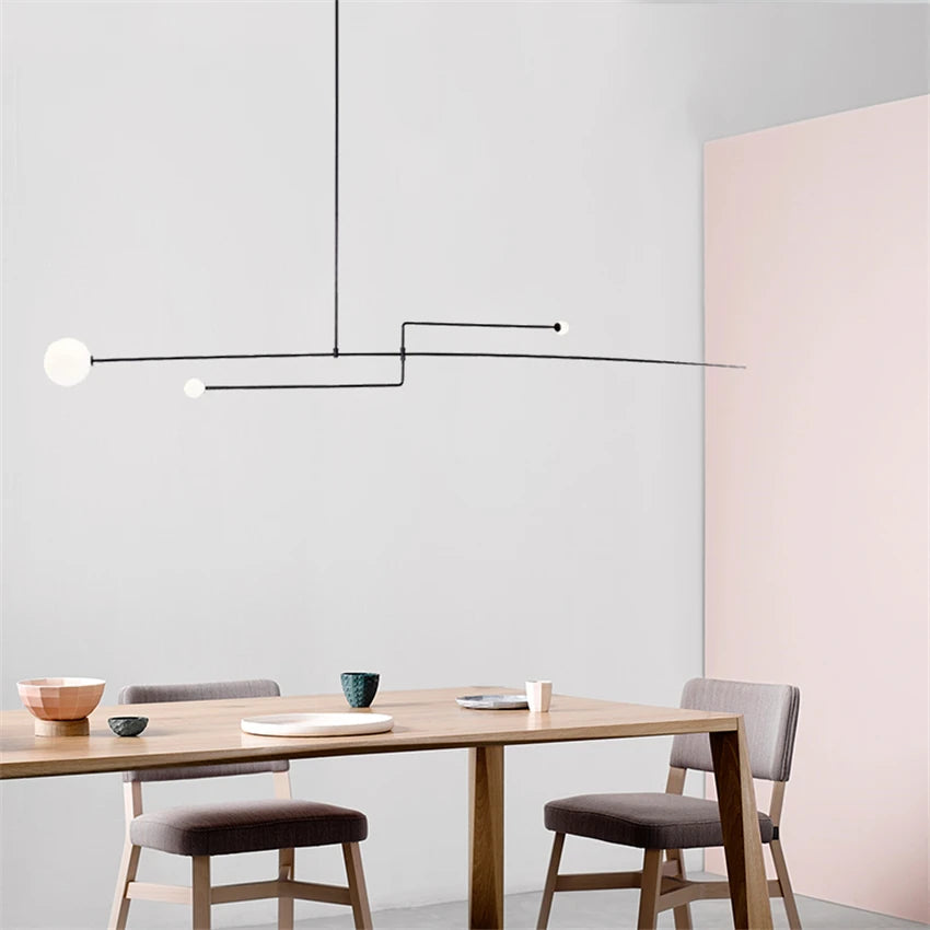 lustre à led géométrique en fer design moderne suspendu - vue 3 sur 10