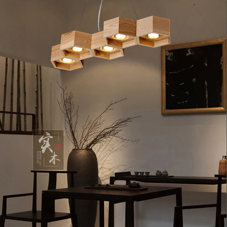 suspension en bois acrylique design nid dabeille pour intérieur - vue 4 sur 11