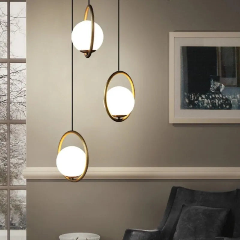 lustre à led rétro en verre pour décoration intérieure - vue 5 sur 13