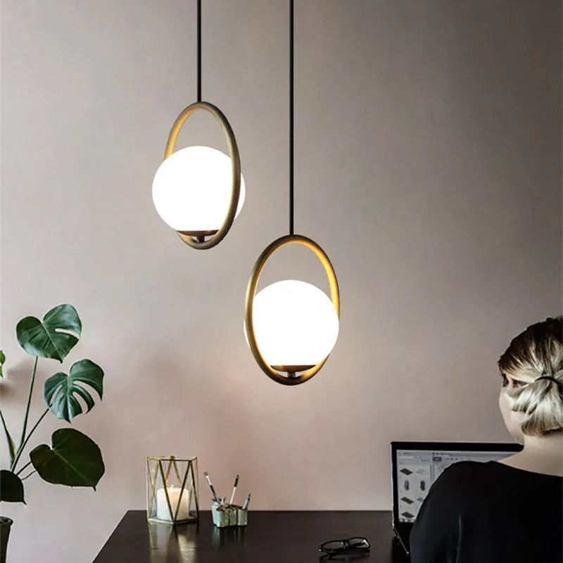 lustre à led rétro en verre pour décoration intérieure - vue 3 sur 13