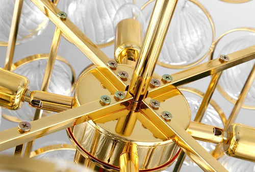 lustre moderne en verre doré design créatif et artistique - vue 3 sur 5