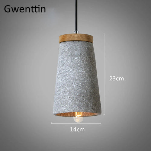 suspension en ciment vintage et bois moderne à LED - vue 10 sur 9