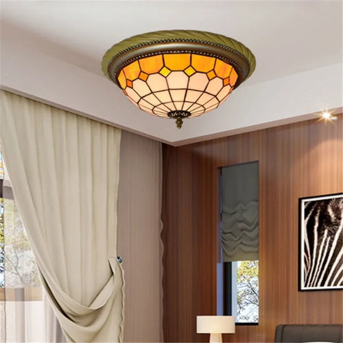 plafonnier en vitrail style méditerranéen pour extérieur et intérieur - vue 4 sur 14