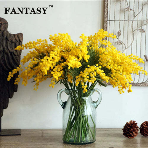 lot de 5 fleurs artificielles mimosa décoration mariage et guirlande - vue 2 sur 5