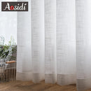 Voilage aspect lin rayures style moderne salon chambre