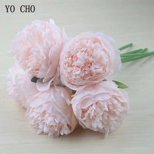 lot de 5 pivoines artificielles pour mariage et décoration intérieure - vue 5 sur 18