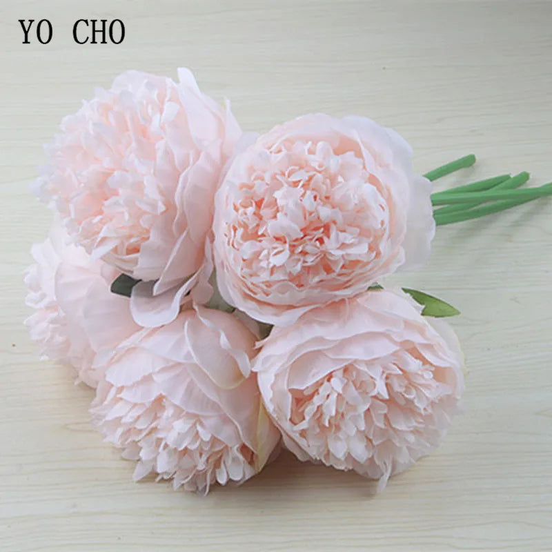 lot de 5 pivoines artificielles pour mariage et décoration intérieure - vue 4 sur 18