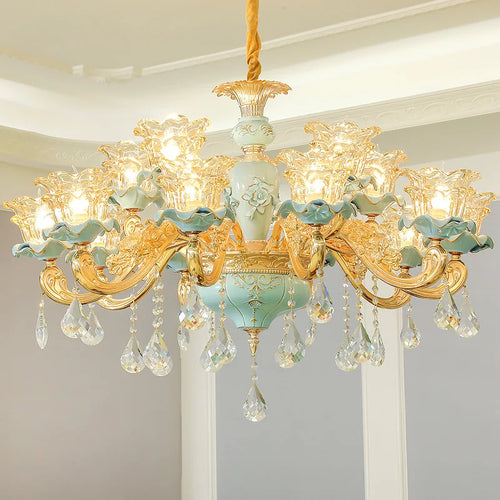 lustre sol duplex style européen céramique - vue 2 sur 14
