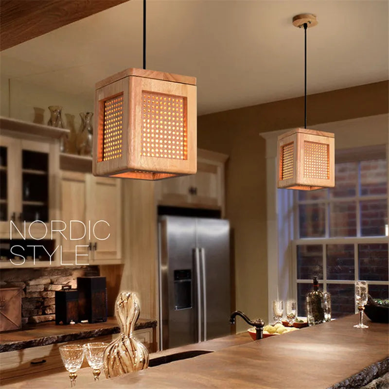luminaires suspendus modernes en bois gzmj pour loft décor - vue 2 sur 6