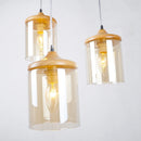 gzmj abat-jour simple en verre bois luminaire suspendu