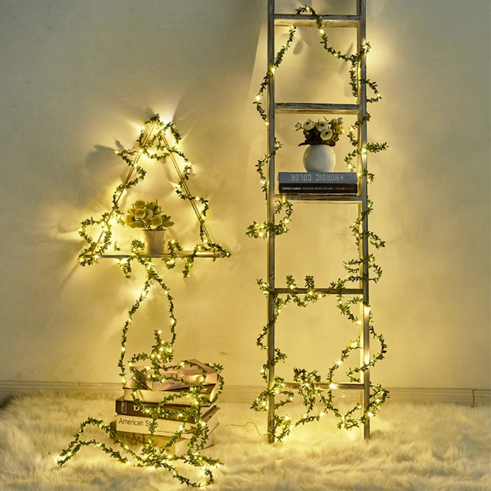 guirlande lumineuse à feuilles artificielles pour décorations festives - vue 6 sur 11