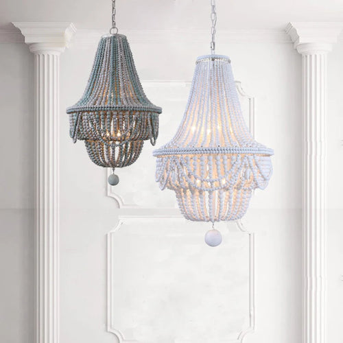 lustre à perles en bois pour décoration intérieure élégante - vue 2 sur 8