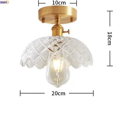 plafonnier led iwhd verre cuivre style nordique vintage edison - vue 15 sur 19