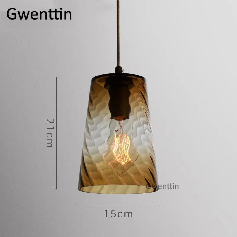 suspension moderne en verre teinté pour décoration intérieure - vue 15 sur 22