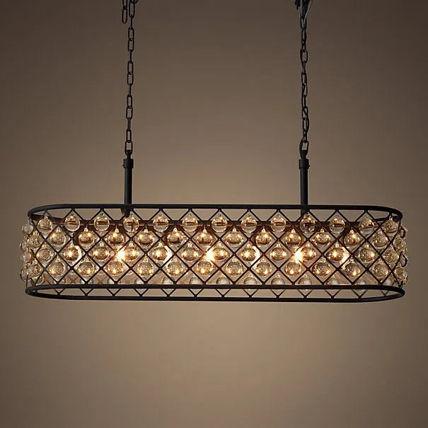 lustre rectangulaire en cristal noir pour éclairage suspendu - vue 2 sur 6