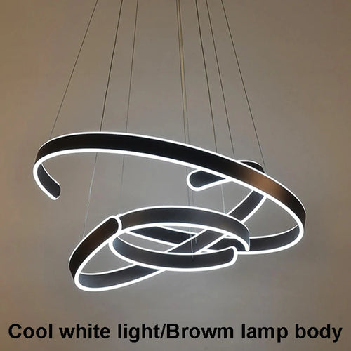 Suspension design cercle anneaux corps en aluminium acrylique LED - vue 6 sur 6