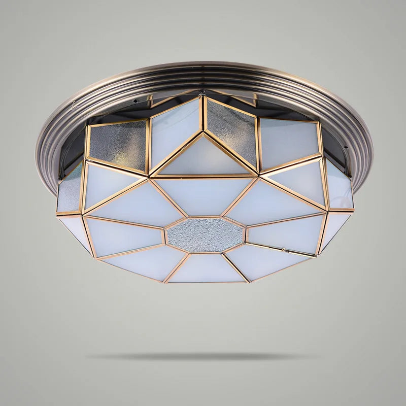 plafonnier vintage en verre et cuivre pour intérieur - vue 6 sur 6