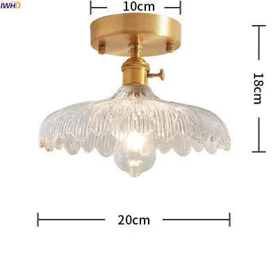 plafonnier led iwhd verre cuivre style nordique vintage edison - vue 14 sur 19