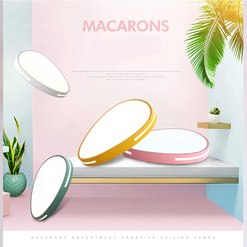 plafonnier macaron ultra-mince avec lumière réglable et led intégrée - vue 3 sur 6