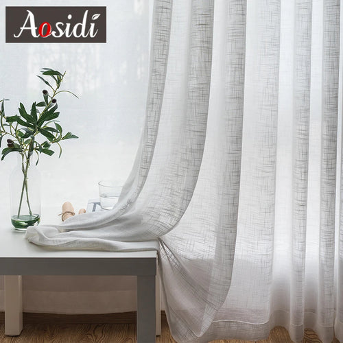 Voilage aspect lin rayures style moderne salon chambre - vue 2 sur 7