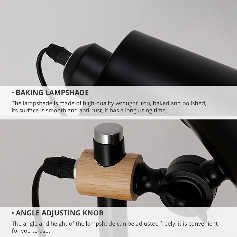 Lampe de bureau en bois métal moderne nordique - vue 6 sur 10