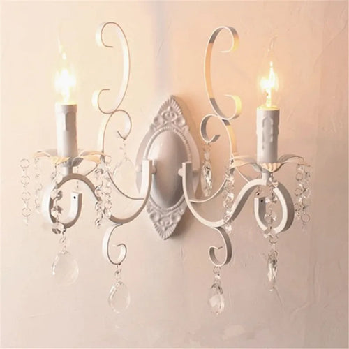 applique murale vintage en métal et cristal à double tête - vue 6 sur 6
