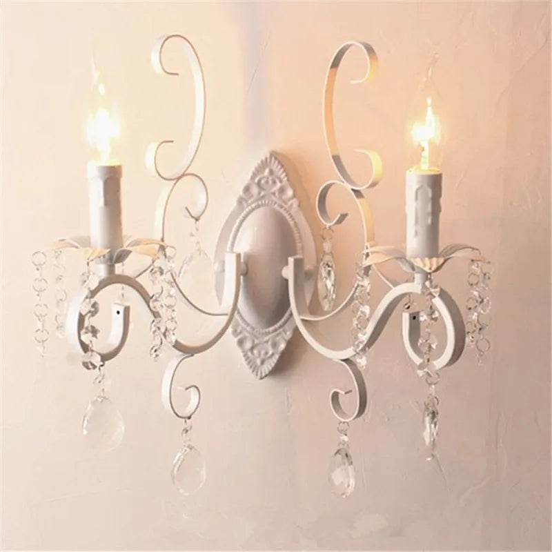 applique murale vintage en métal et cristal à double tête - vue 5 sur 6