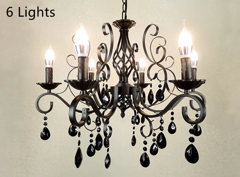 lustre rétro en métal verre et cristal décoratif pour intérieur - vue 4 sur 6