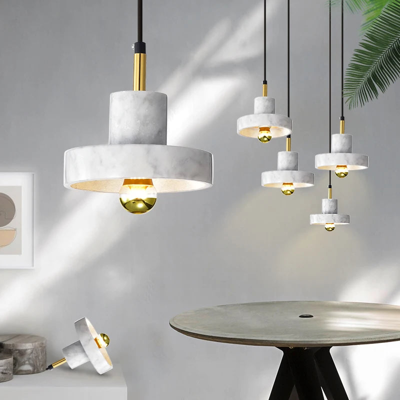 Nordic marble chandeliers post-modern minimalist bar, living room, dining room, bedside decorative lamps and lanterns - vue 1 sur 12