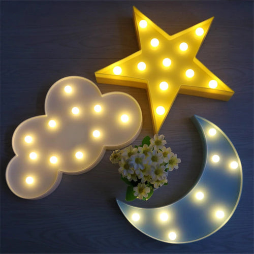 lampe led 3d nuage étoile lune veilleuse cadeau enfants décoration - vue 3 sur 16