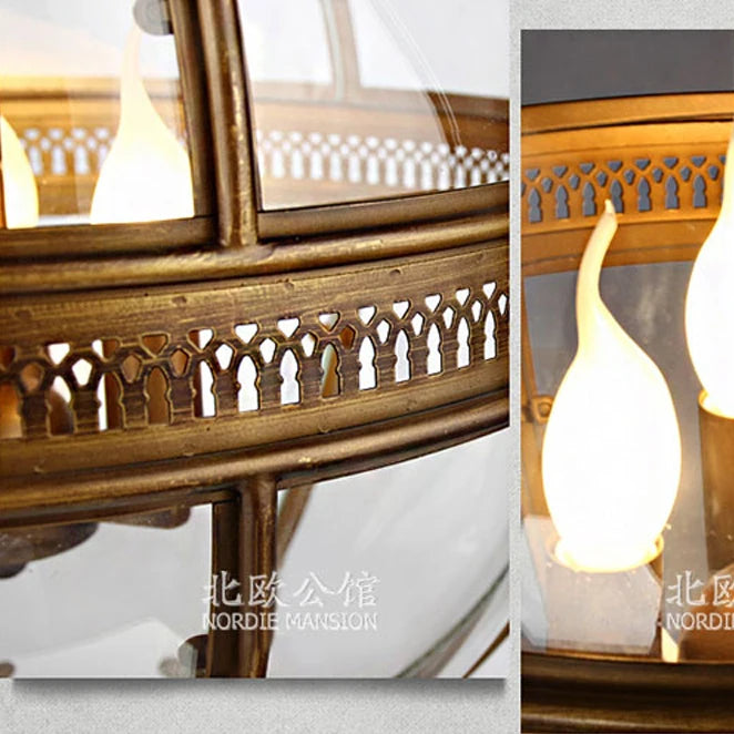 lustre rétro en fer et verre vintage pour éclairage intérieur - vue 6 sur 11