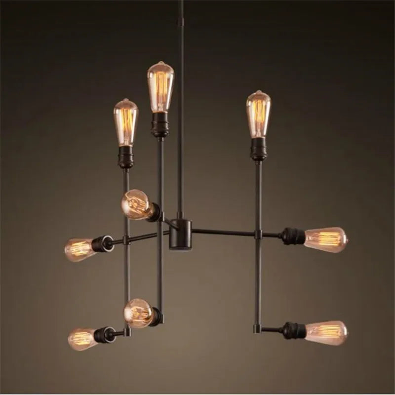 Retro industrial creativity 9 chandeliers, American country living room lights LOFT Loft Hotel bar personality lights - vue 1 sur 5