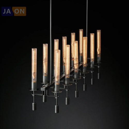 suspension vintage en fer et verre design personnalisé - vue 2 sur 12