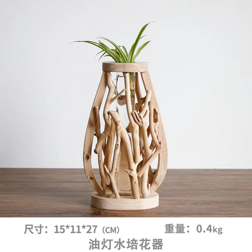 vase en bois massif fait main pour fleurs et décoration créative - vue 13 sur 14