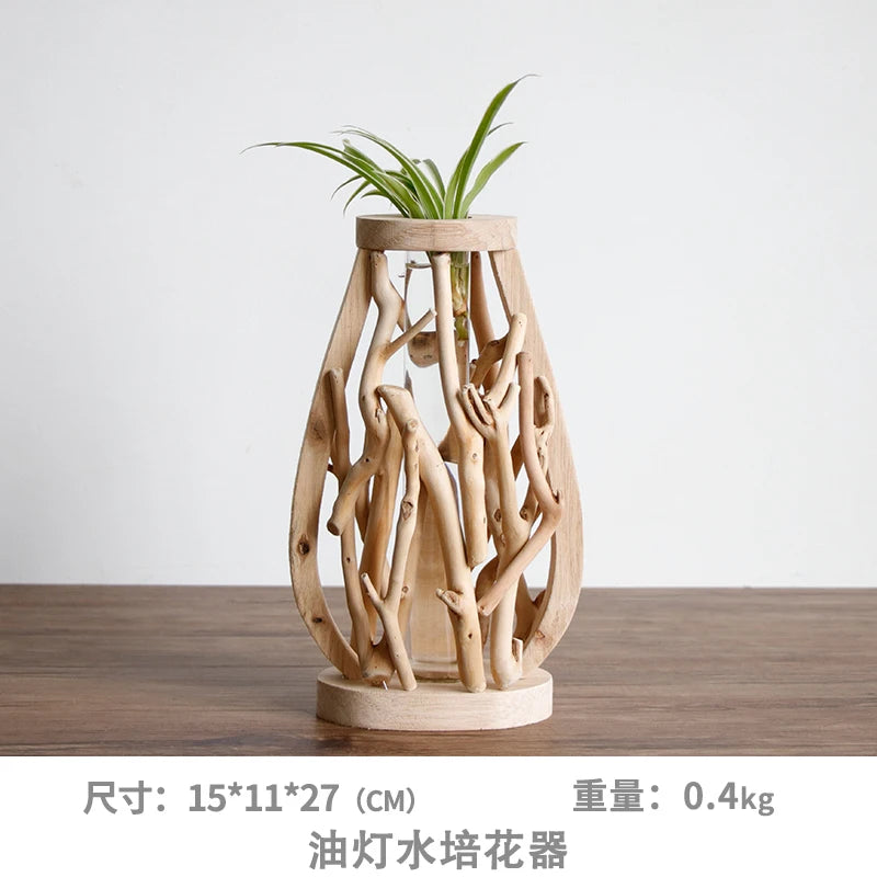 vase en bois massif fait main pour fleurs et décoration créative - vue 13 sur 14