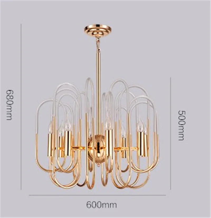 lustre moderne en métal doré et acrylique pour intérieur élégant - vue 4 sur 6