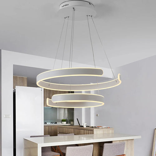 Suspension design cercle anneaux corps en aluminium acrylique LED - vue 3 sur 6