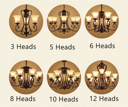 lustre en métal vintage style européen rétro pour éclairage intérieur - vue 4 sur 11